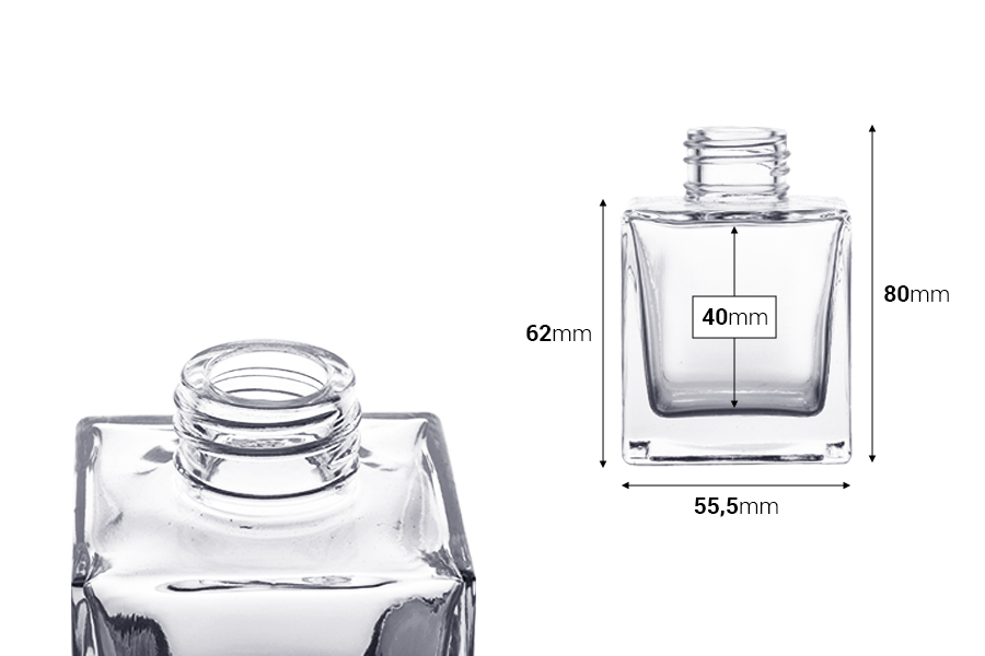 Četvrtasta staklena flašica od 100mL, pogodna za osveživače prostora - bez štapića Četvrtasta staklena flašica od 100mL, pogodna za osveživače prostora - bez štapića
