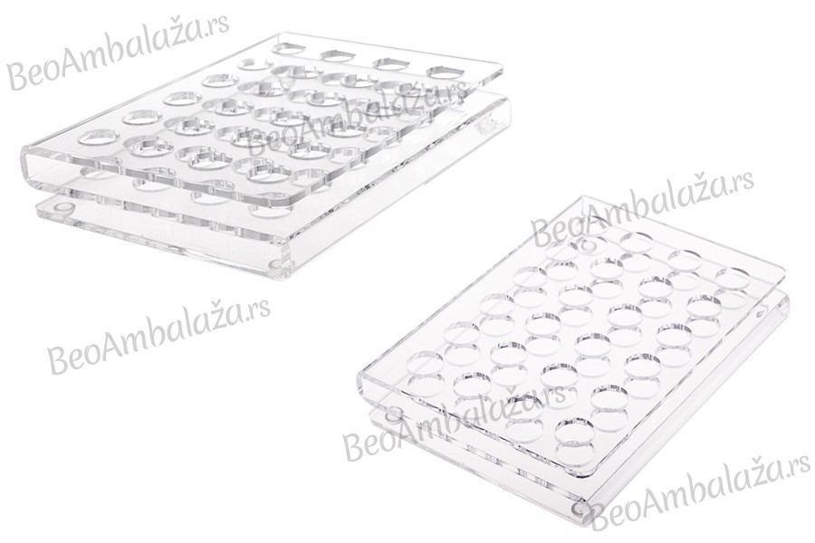 Stalak (postolje) od pleksiglasa 165x120x28mm - 24 otvora prečnika 15,5mm Stalak (postolje) od pleksiglasa 165x120x28mm - 24 otvora prečnika 15,5mm