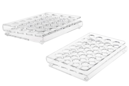 Stalak (postolje) od pleksiglasa 165x120x28mm - 24 otvora prečnika 18mm-slika_proizvoda