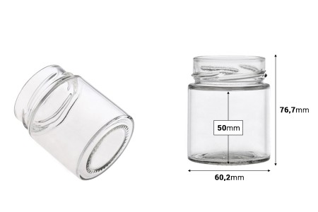Staklena okrugla tegla 156mL Plus* (za T.O. 58 Deep zatvarač) - bez zatvarača-dimenzije_slike