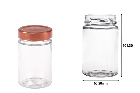 Staklena okrugla tegla 212mL Plus (za T.O. 58 Deep zatvarač) - bez zatvarača-dimenzije_slike