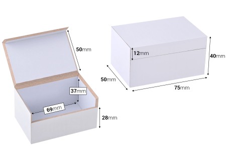 Višenamenska bela drvena kutija 75x50x40mm - 12 kom-dimenzije_slike
