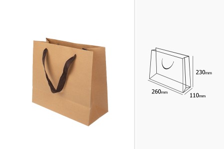 Papirna kraft ekološka kesa 260x110x230mm, sa braon trakom - 20 kom-dimenzije_slike