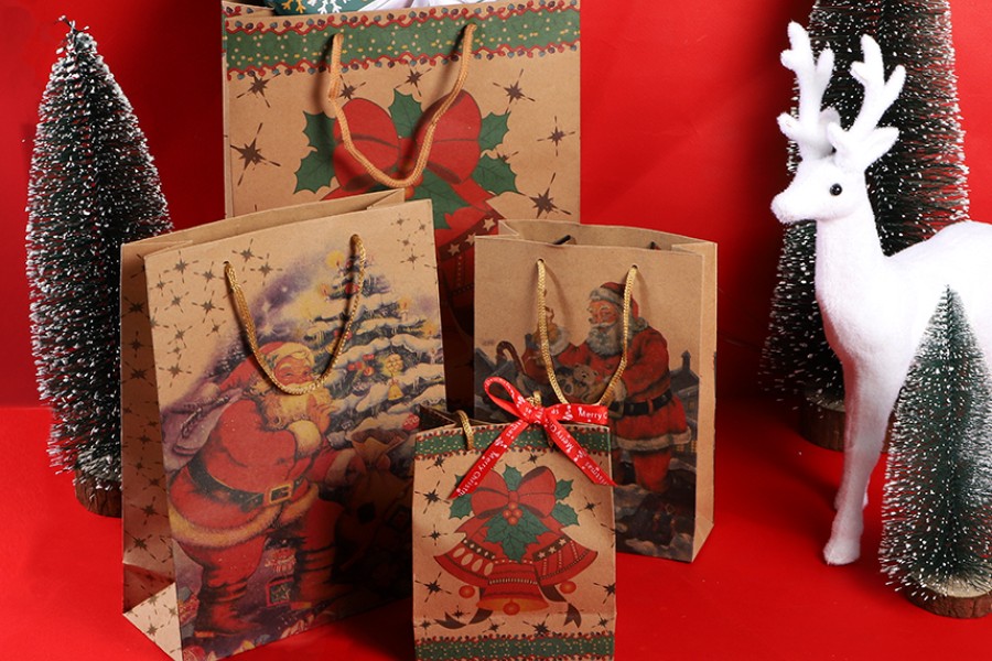 Božićna kesa sa ručkom od kanapa 240x80x330mm, u 4 dizajna - 20 kom-grupa_slika