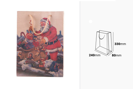 Božićna kesa sa ručkom od kanapa 240x80x330mm, u 4 dizajna - 20 kom-dimenzije_slike