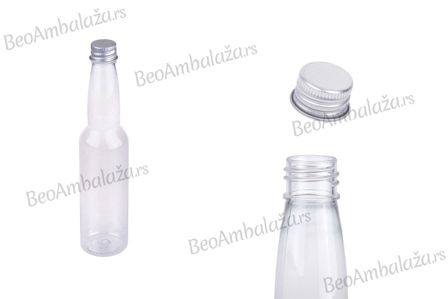 Plastična providna flašica 150mL sa aluminijumskim zatvaračem i zaptivkom - 12 kom