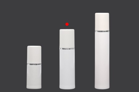 Airless bela plastična bočica 30mL za kreme sa srebrnom linijom i belim zatvaračem-grupa_slika