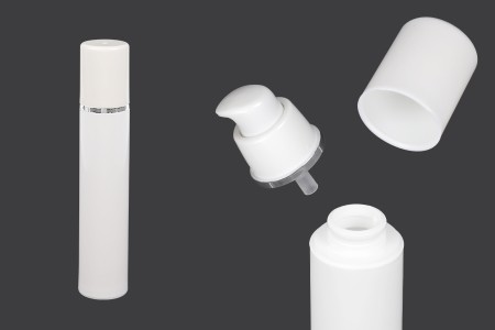 Airless bela plastična bočica 50mL za kreme sa srebrnom linijom i belim zatvaračem-slika_proizvoda