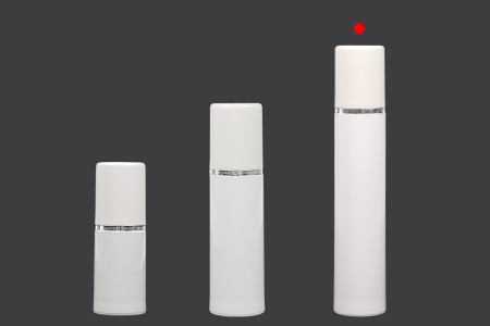 Airless bela plastična bočica 50mL za kreme sa srebrnom linijom i belim zatvaračem-grupa_slika
