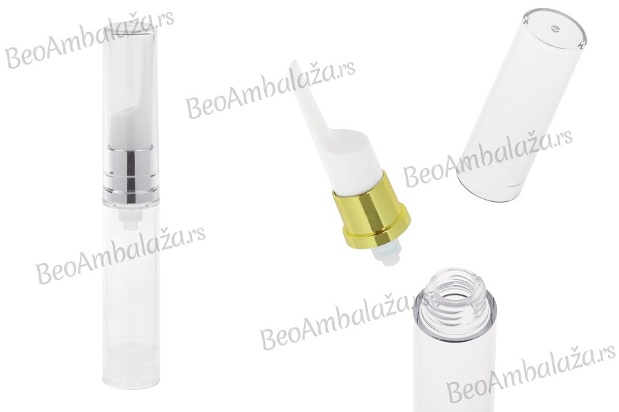 Airless providna bočica 10mL za serum sa detaljima u zlatnoj ili srebrnoj boji - 12 kom