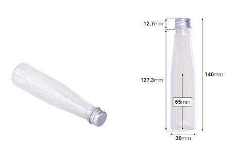 Plastična providna flašica 85mL sa aluminijumskim zatvaračem i zaptivkom - 12 kom-dimenzije_slike
