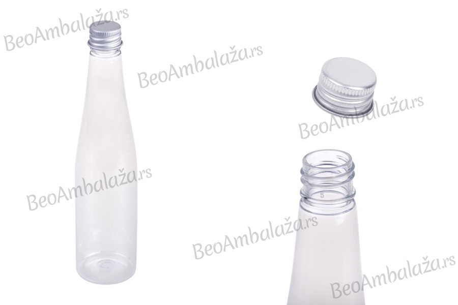 Plastična providna flašica 150mL sa aluminijumskim zatvaračem i zaptivkom - 12 kom