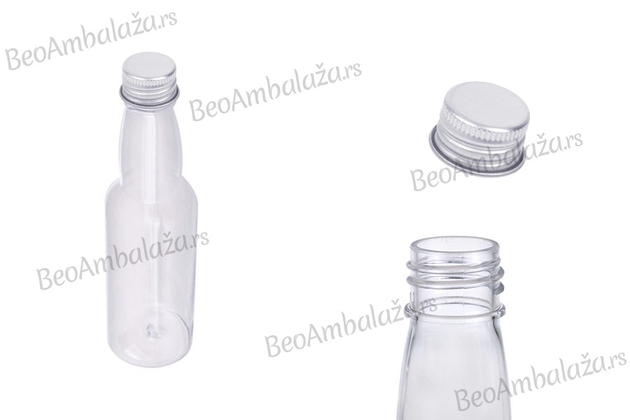 Plastična providna flašica 100mL sa aluminijumskim zatvaračem i zaptivkom - 12 kom