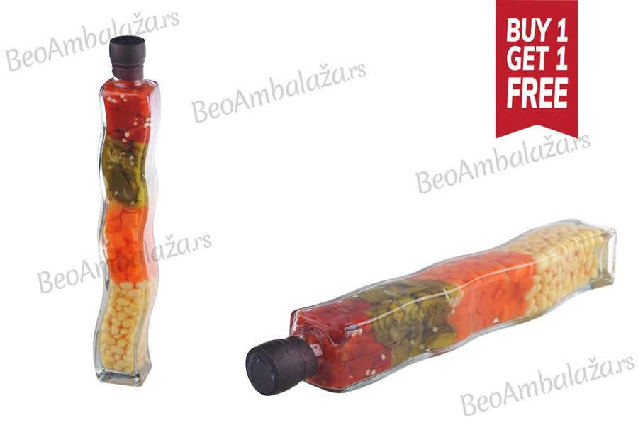 Staklena bočica 280mL sa povrćem, za dekoraciju kuhinje