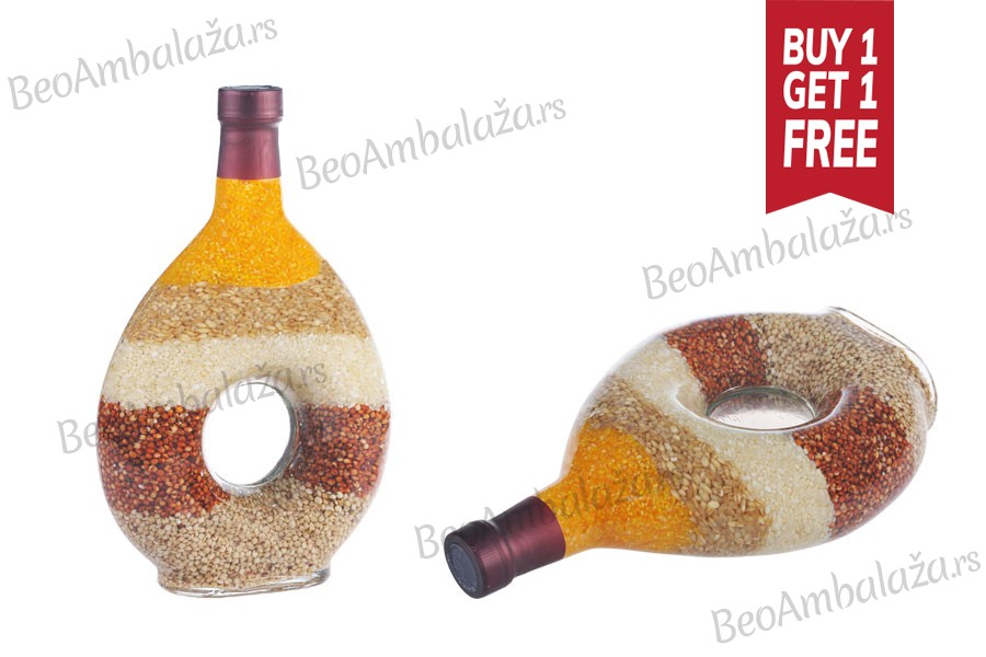 Staklena flaša 600mL sa raznim semenkama, za dekoraciju kuhinje