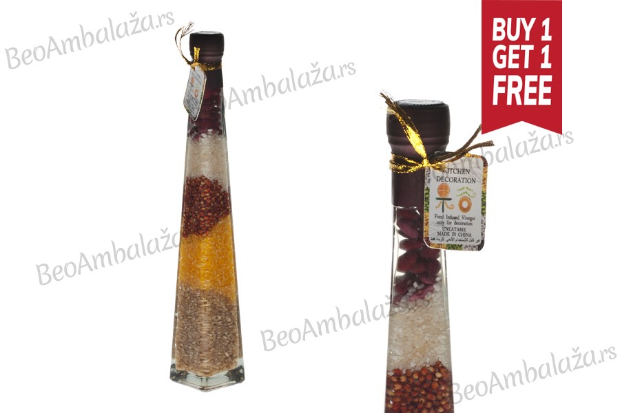 Staklena bočica 200mL sa semenkama, za dekoraciju kuhinje 