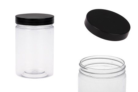 Plastična PET kutija 250mL za soli za kupanje, sa crnim zatvaračem 65x100 mm-slika_proizvoda