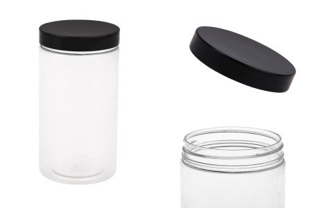 Plastična PET kutija 350mL za soli za kupanje, sa crnim zatvaračem 65x120 mm-slika_proizvoda
