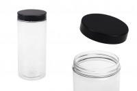 Plastična PET kutija 400mL za soli za kupanje, sa crnim zatvaračem 65x145 mm