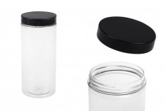 Plastična PET kutija 400mL za soli za kupanje, sa crnim zatvaračem 65x145 mm