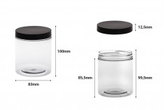 Plastična PET kutija 500mL za soli za kupanje, sa crnim zatvaračem 83x100 mm