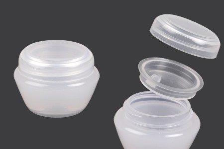 Akrilna prozirno-bela kutijica 5mL za kreme sa zatvaračem i plastičnim međupoklopcem - 12 kom-slika_proizvoda