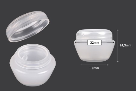 Akrilna prozirno-bela kutijica 5mL za kreme sa zatvaračem i plastičnim međupoklopcem - 12 kom-dimenzije_slike