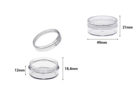 Akrilna providna kutijica 20mL sa providnim zatvaračem - 12 kom-dimenzije_slike