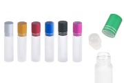 Staklena peskirana roll-on bočica 10mL sa staklenom kuglicom i zatvaračem u raznim bojama - 12 kom