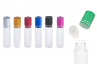 Staklena peskirana roll-on bočica 10mL sa staklenom kuglicom i zatvaračem u raznim bojama - 12 kom