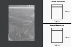 Plastična kesica 140x200mm, providna i sa belim zip zatvaračem - 100 kom