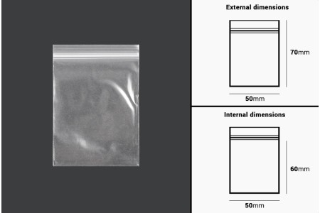 Plastična kesica 50x70mm, providna i sa belim zip zatvaračem - 500 kom-dimenzije_slike