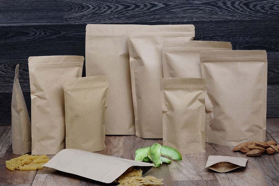 Kraft DoyPack kesice 110x30x185 mm sa zip zatvaranjem, unutrašnjom aluminijumskom oblogom, ovalnim dnom i sa mogućnošću termo zatvaranja – 50 kom-grupa_slika