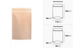 Kraft DoyPack kesice 110x30x185 mm sa zip zatvaranjem, unutrašnjom aluminijumskom oblogom, ovalnim dnom i sa mogućnošću termo zatvaranja – 50 kom