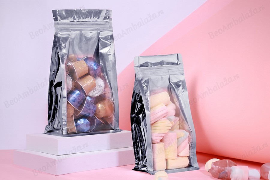 Aluminijumske DoyPack kesice sa zipom, transparentnom prednjom stranom i mogućnošću termo zatvaranja 100x60x200mm – 50kom-grupa_slika