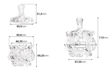 Dekorativna staklena fondanjera 140mL, sa poklopcem-dimenzije_slike