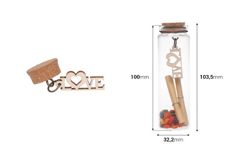 Staklene dekorativne bočice za želje sa čepom od plute - 12 kom-dimenzije_slike