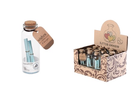 Staklene dekorativne bočice za želje sa plavim papirom i sa čepom od plute - 12 kom-slika_proizvoda