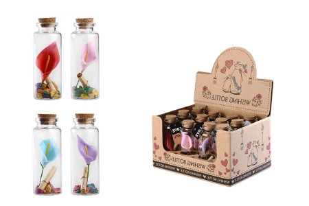 Staklene dekorativne bočice za želje sa cvetom i sa čepom od plute - 12 kom-slika_proizvoda