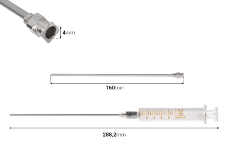 Stakleni špric 10ml sa metalnim vrhom i metalnom iglom-dimenzije_slike