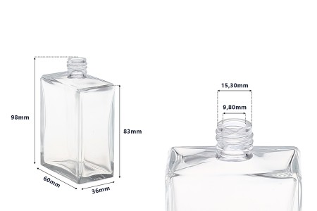 Četvrtasta pljosnata bočica 100mL za parfem, 18/415-2