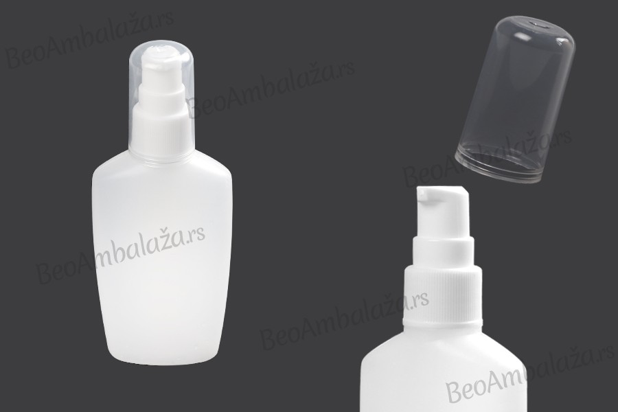 Plastična poluprovidna bočica 60mL sa pumpicom i providnim zatvaračem - 12 kom