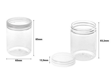 Plastična providna PET kutijica 200mL, sa zatvaračem - 12 kom-dimenzije_slike