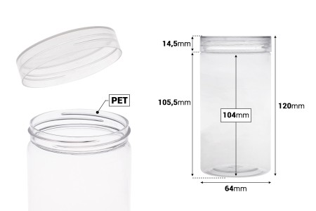 Plastična PET kutija 320mL sa providnim zatvaračem - 12 kom-dimenzije_slike