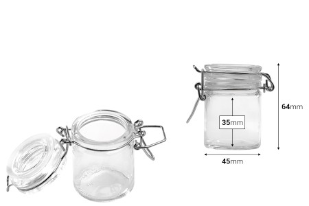 Staklena okrugla teglica 40mL, sa hermetičkim zatvaranjem (žicom i gumicom na poklopcu)-dimenzije_slike