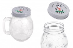 Τegla sa drškom 450mL u obliku lopte, sa srebrnim zatvaračem i fudbalskim motivom