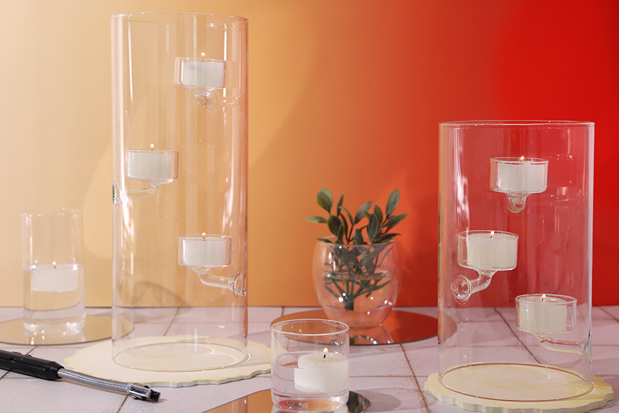 Dekorativni stakleni svećnjak za 3 sveće, 30x12cm-grupa_slika