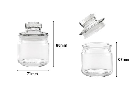 Staklena tegla 150mL sa staklenim poklopcem za hermetičko zatvaranje-dimenzije_slike