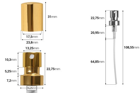 Sprej sa poklopcem za parfemske bočice sa sigurnosnim Crimp zatvaranjem 15 mm (šifra bočice: 18-398)-dimenzije_slike