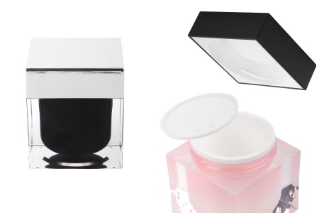 Akrilna kutijica za kremu 100mL, sa međupoklopcem i zatvaračem, u dve boje-slika_proizvoda